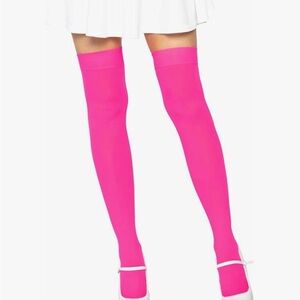 Leg Avenue Opaque Pink Thigh Highs Women’s Neon Pink over-the-knee stockings